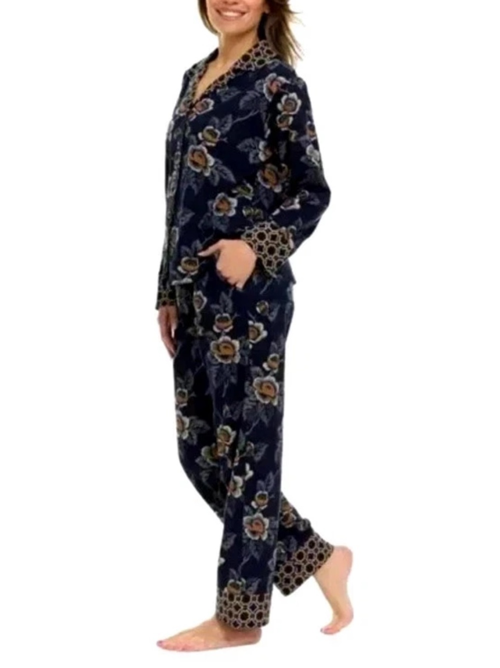 Vera Bradley Women's 100% Cotton 2-Piece Blue Floral Pajama Set W2442 Sz XXL